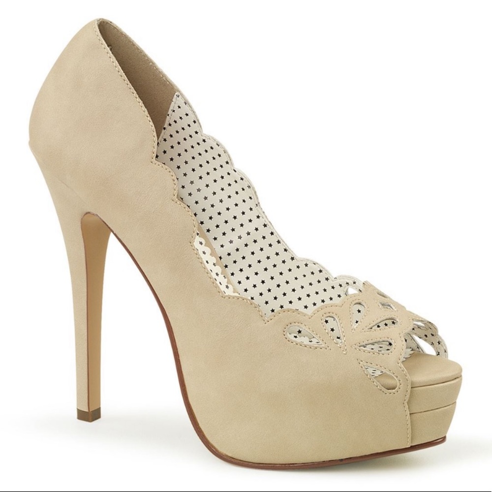 New Pinup Couture cutout beige high heels